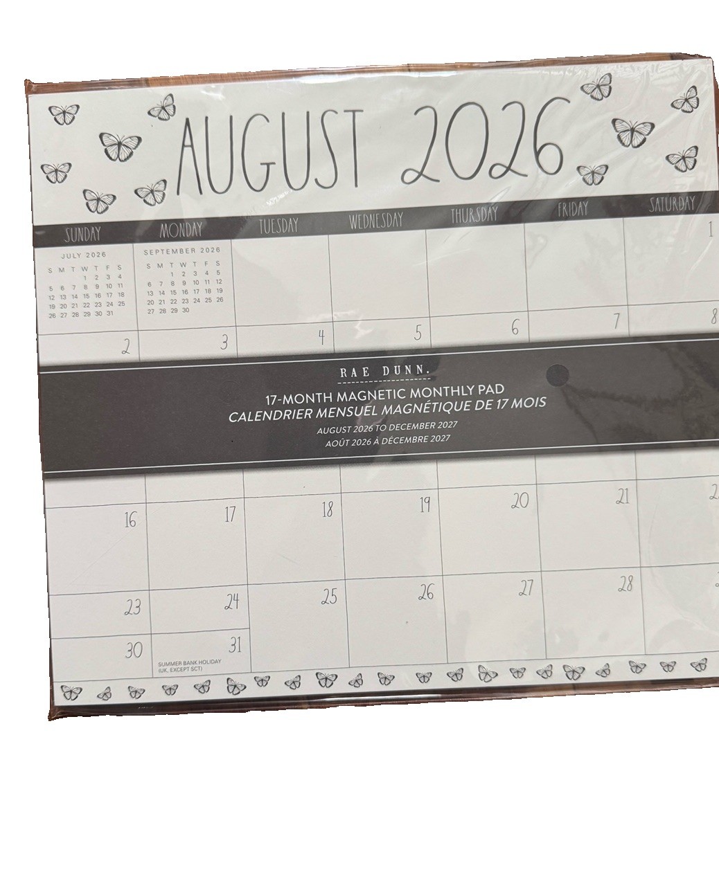 2027 Magnetic Pad Calendar Rae Dunn 17 Months Bee Design Aug 2026- Dec 2027