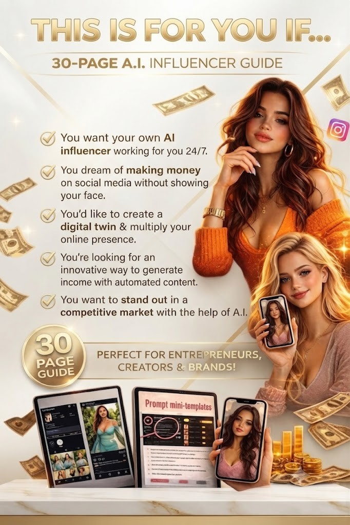 AI Influencer Guide | Create Your AI Twin & AI Content Creator | Canva Templates