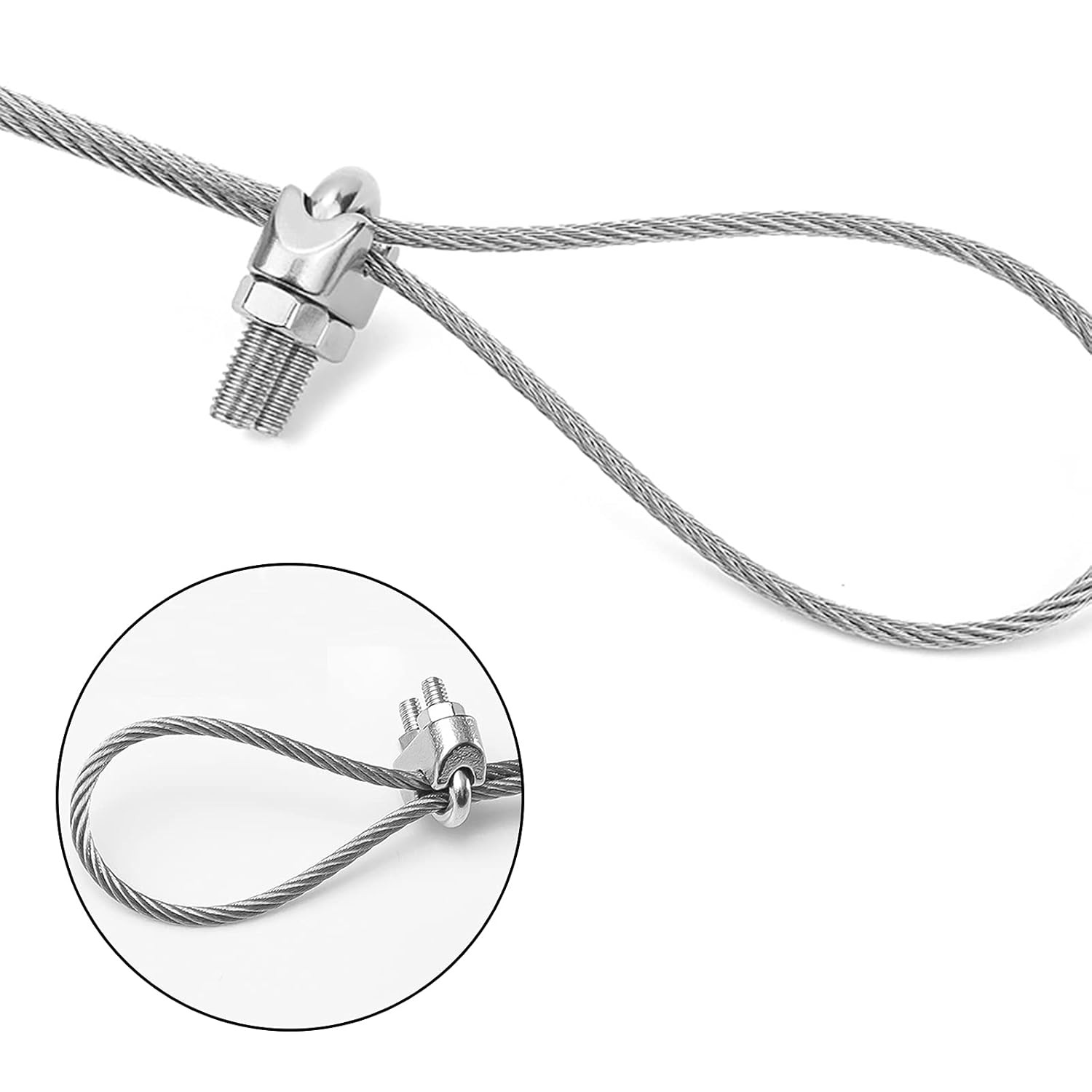 3/16 Inch M5 Stainless Steel Wire Rope Cable Clip Clamp | 12 Pack, U Bolt Saddle