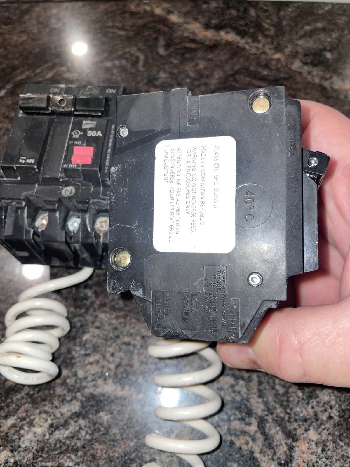 2x Untested GE GFCI ABB 50A THQL2150GFT2 Double Pole Circuit Breaker 120/240V