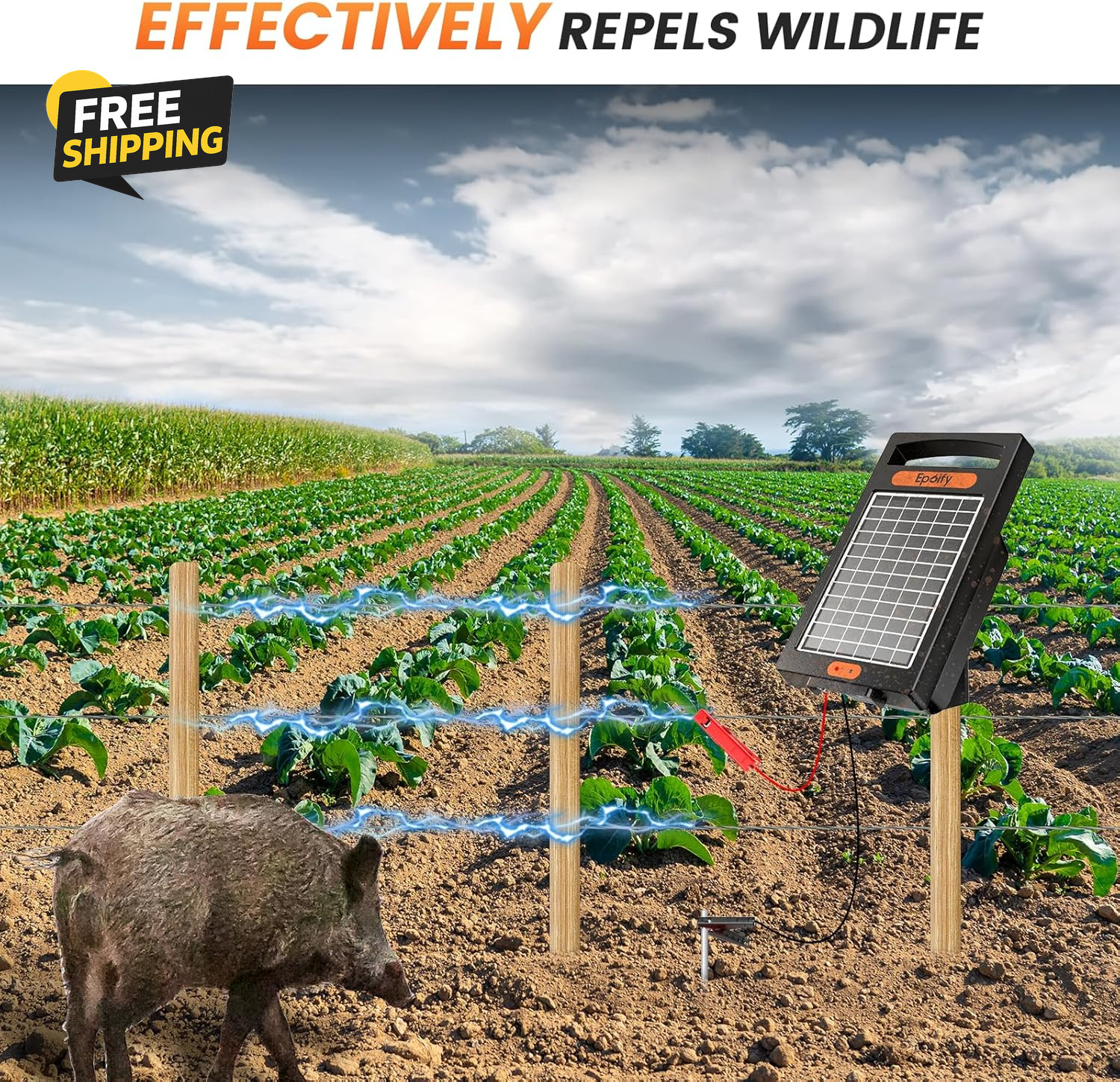 24H Uninterrupted Protection Solar Fence Charger 10 Miles Electric Fence Charger
