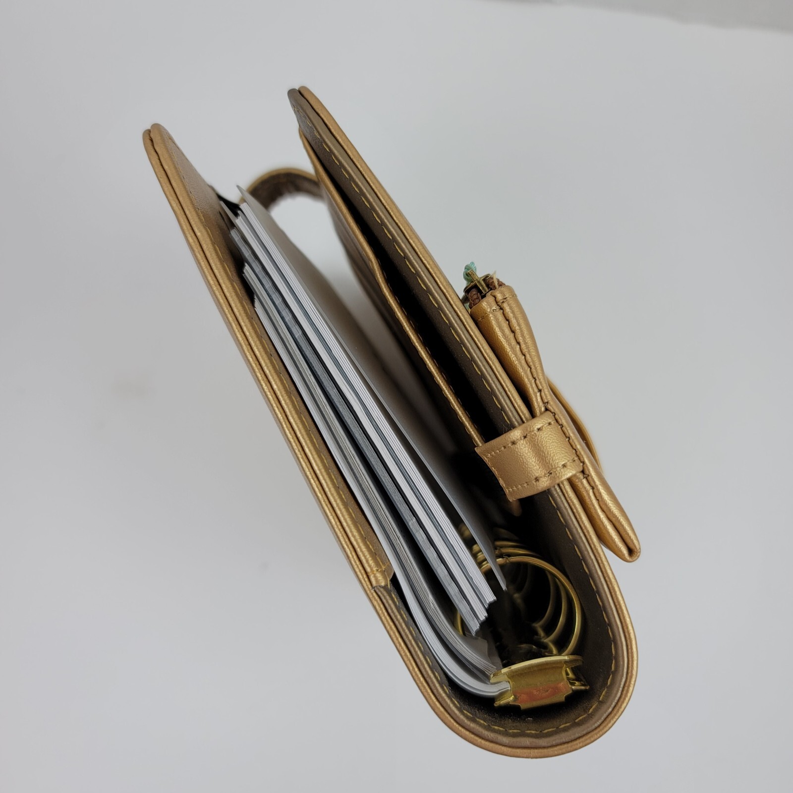 Metallic Gold White Stripe Snap Planner Pencil Pouch Stork Tassel Tabs Pages 6×8