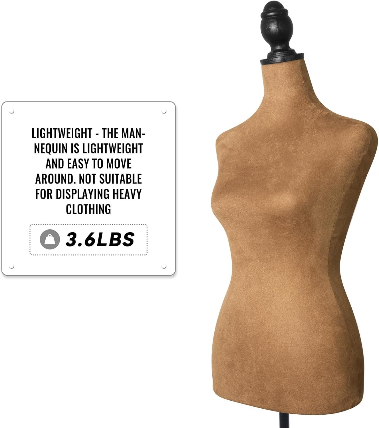 Brown Clothing Mannequin Female, Form 58-67 Inch Height Adjustable Tripod Stand