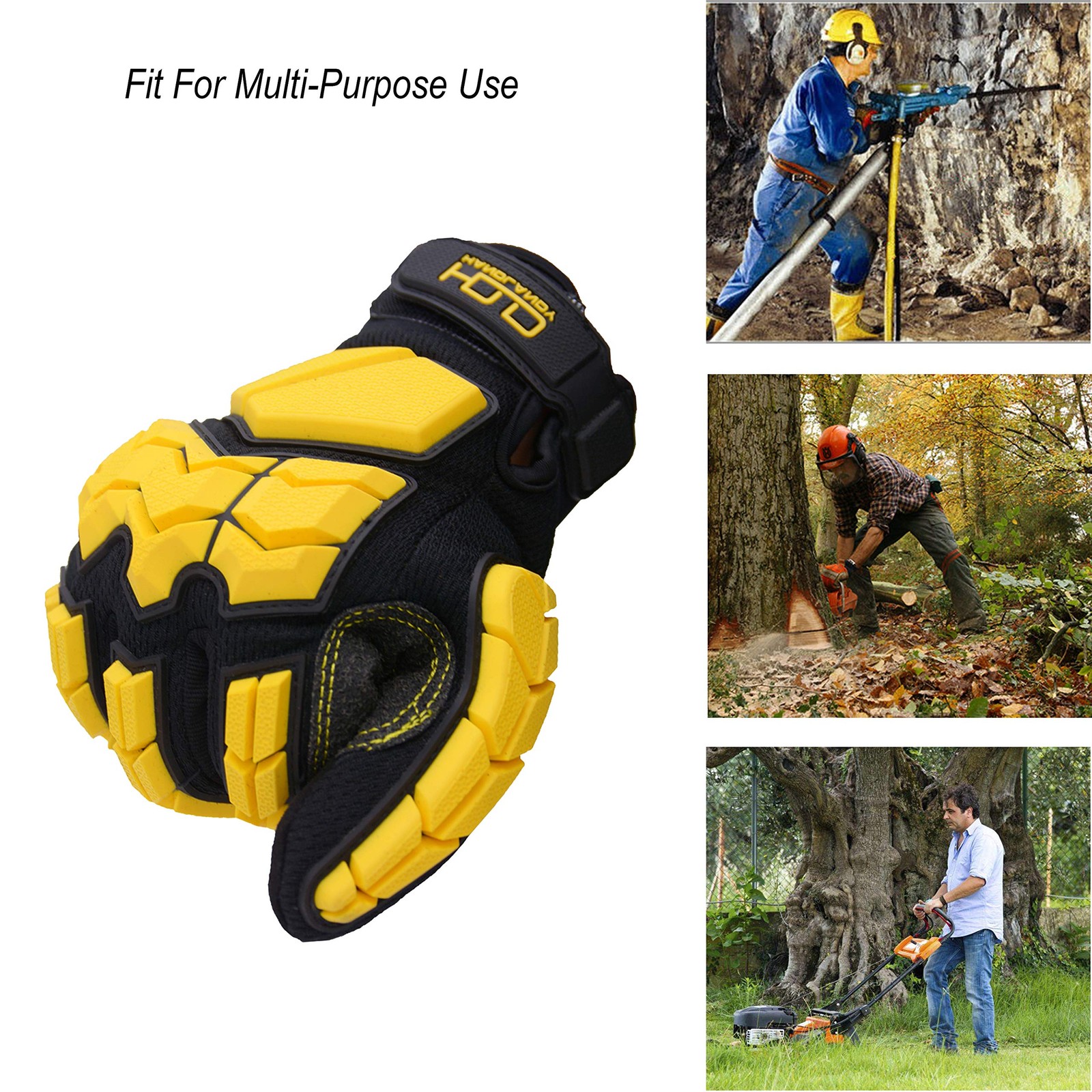 HANDLANDY Anti Vibration Work Gloves, SBR Fingers & Palm Padded Work Gloves, …