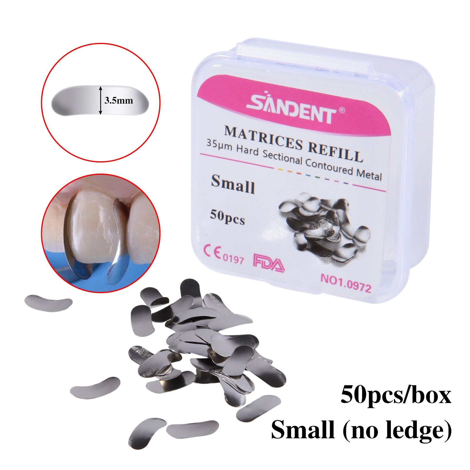 50Pcs Dental Sectional Matrix System Contoured Metal Matrices Refill Bands USA