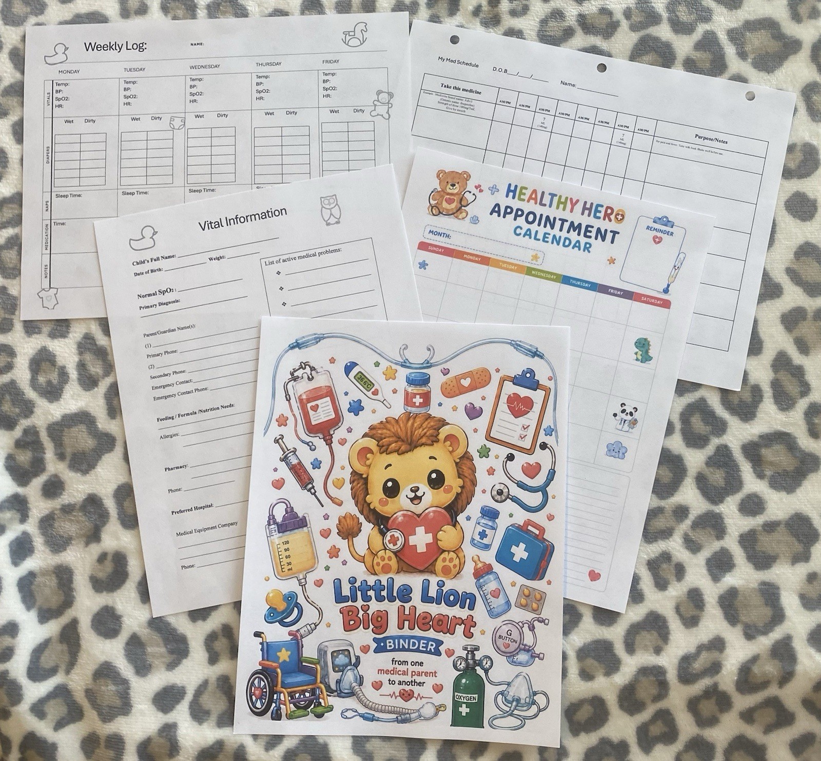 Little Lion Big Heart Daily Use Medical Organizer 1in 3-Ring Binder w/ Tabs