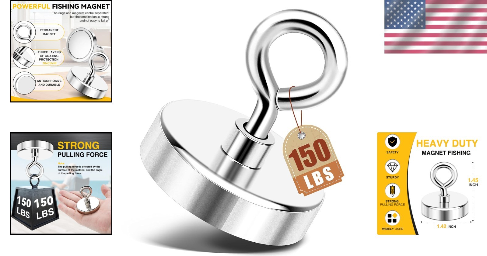 150lbs Neodymium Fishing Magnet – 1.42 Inch Diameter for Ultimate Retrieval