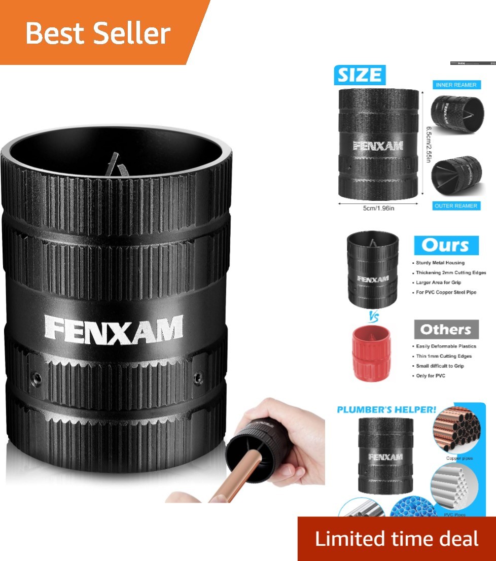 Durable Hand-Powered Deburring Tool for Copper/PVC Pipe, Sharp 8-Reamer Set