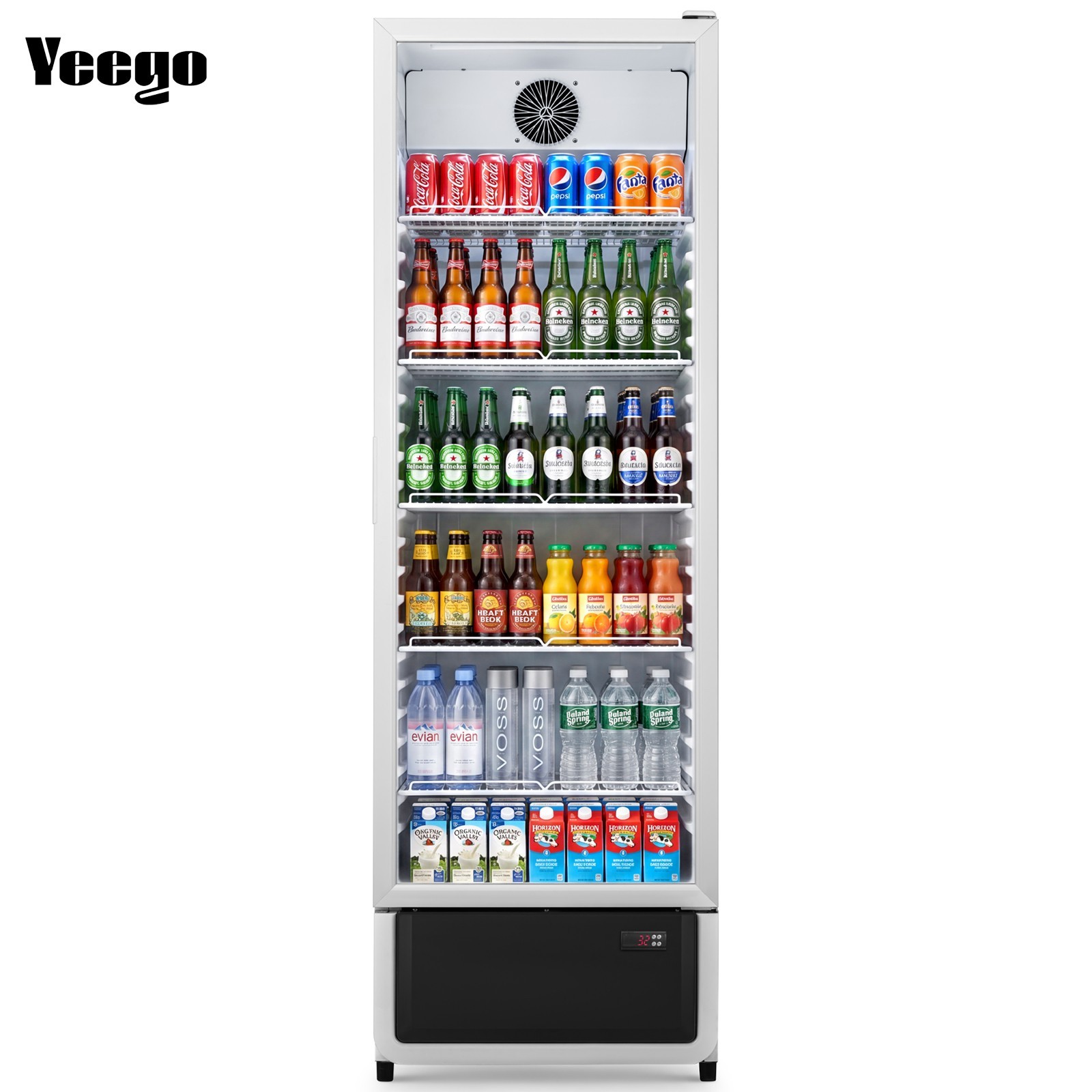 Yeego White Commercial Refrigerator 13.31 Cu.ft Upright Beverage Display Cooler