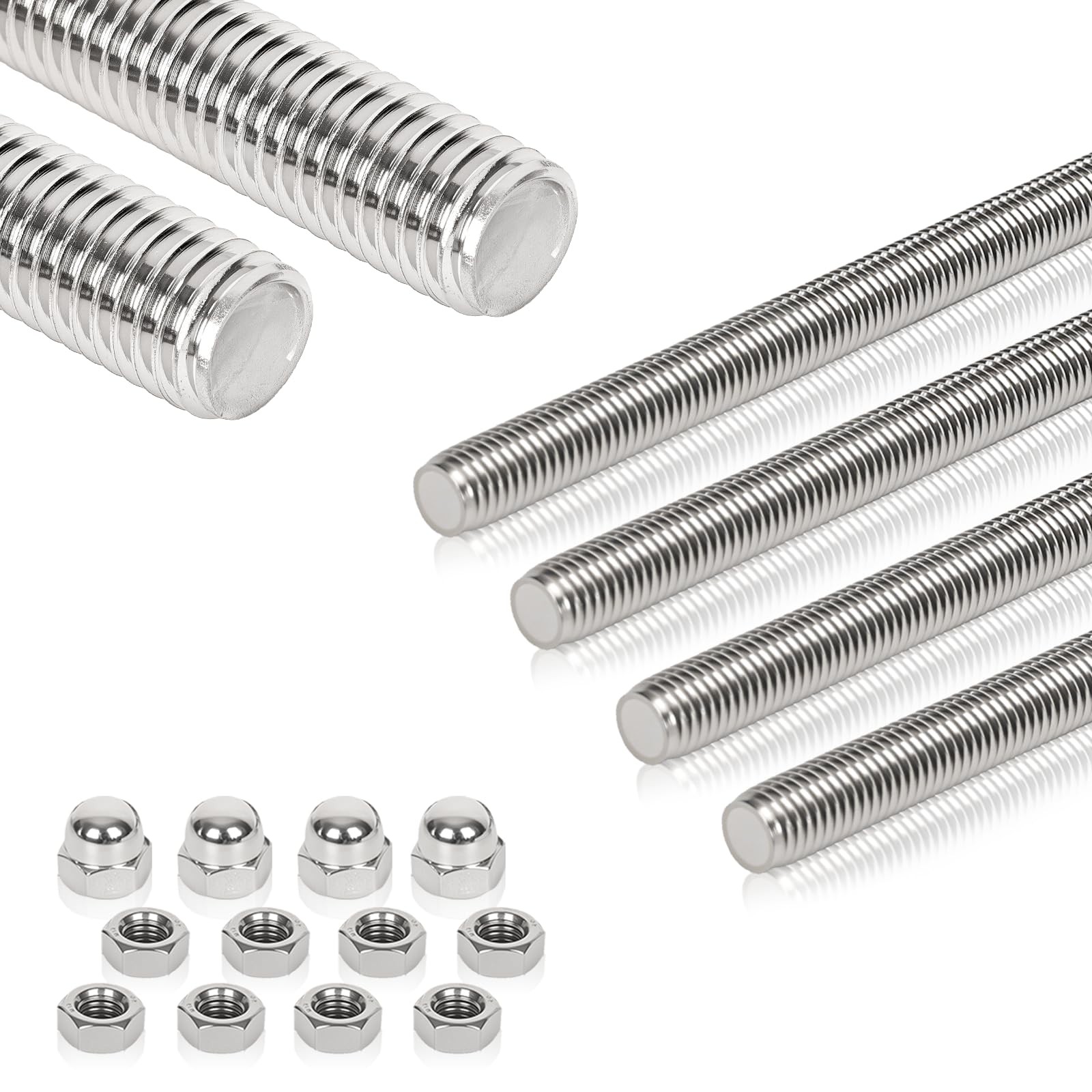 4 Pcs 304 Stainless Steel M6 Fully Threaded Rod,12″(305mm) Long Threaded Rod,…