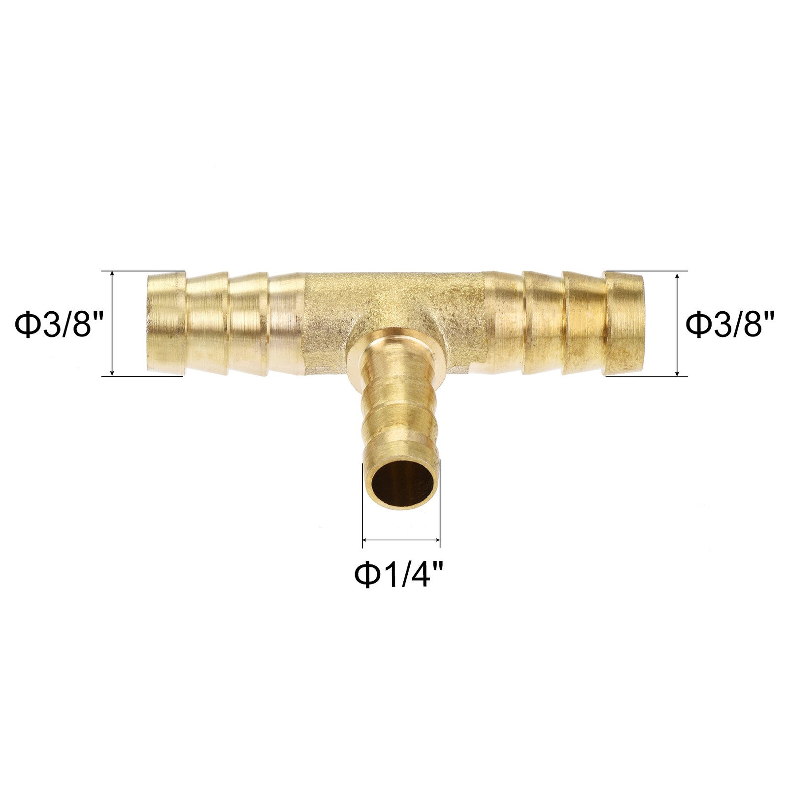 2 x Reducing Barb Hose Fitting Tee T Shape Pipe Connector Brass 3/8″x3/8″x1/4″