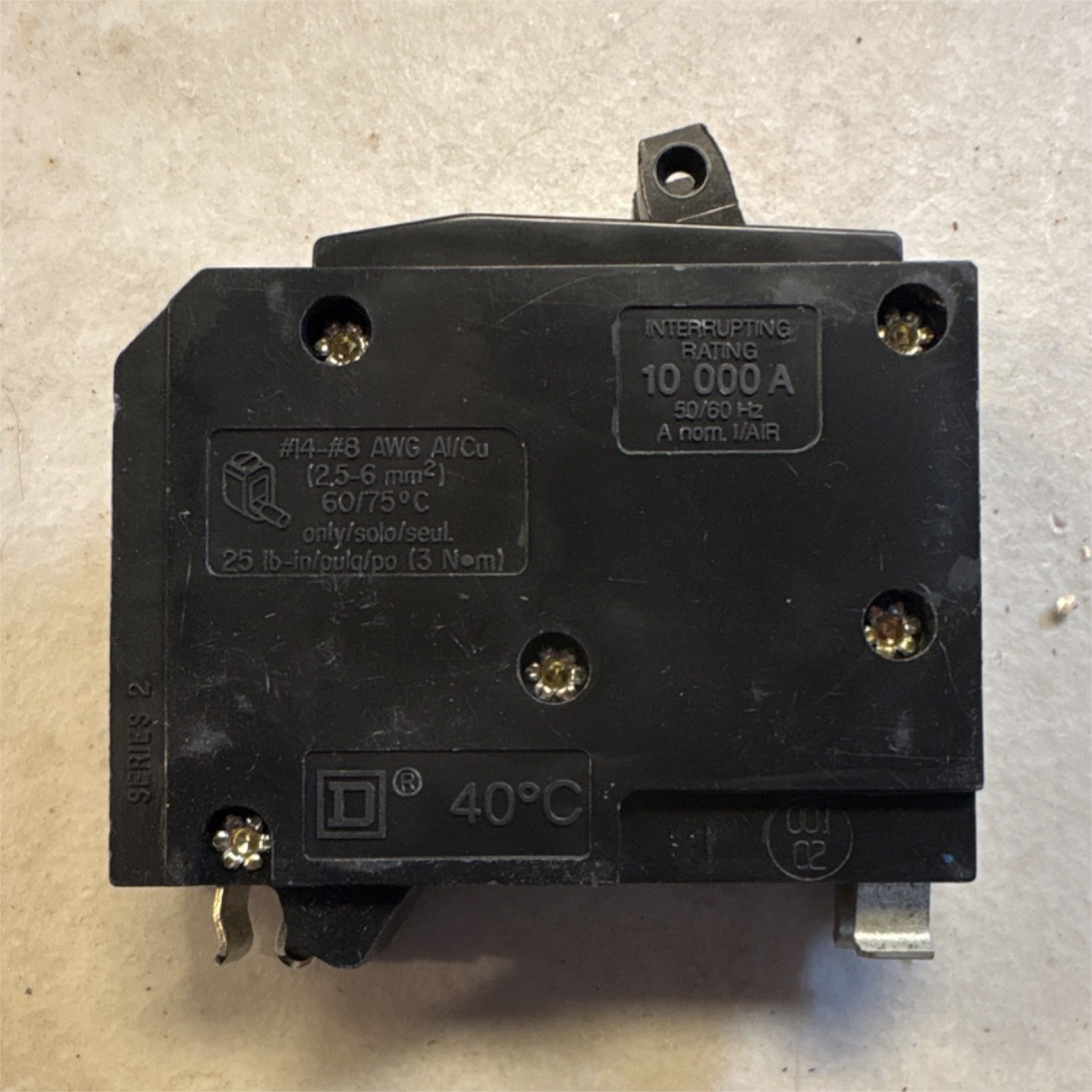 Square D 20A Tandem Circuit Breaker Double Pole Plug-In Screw Terminal