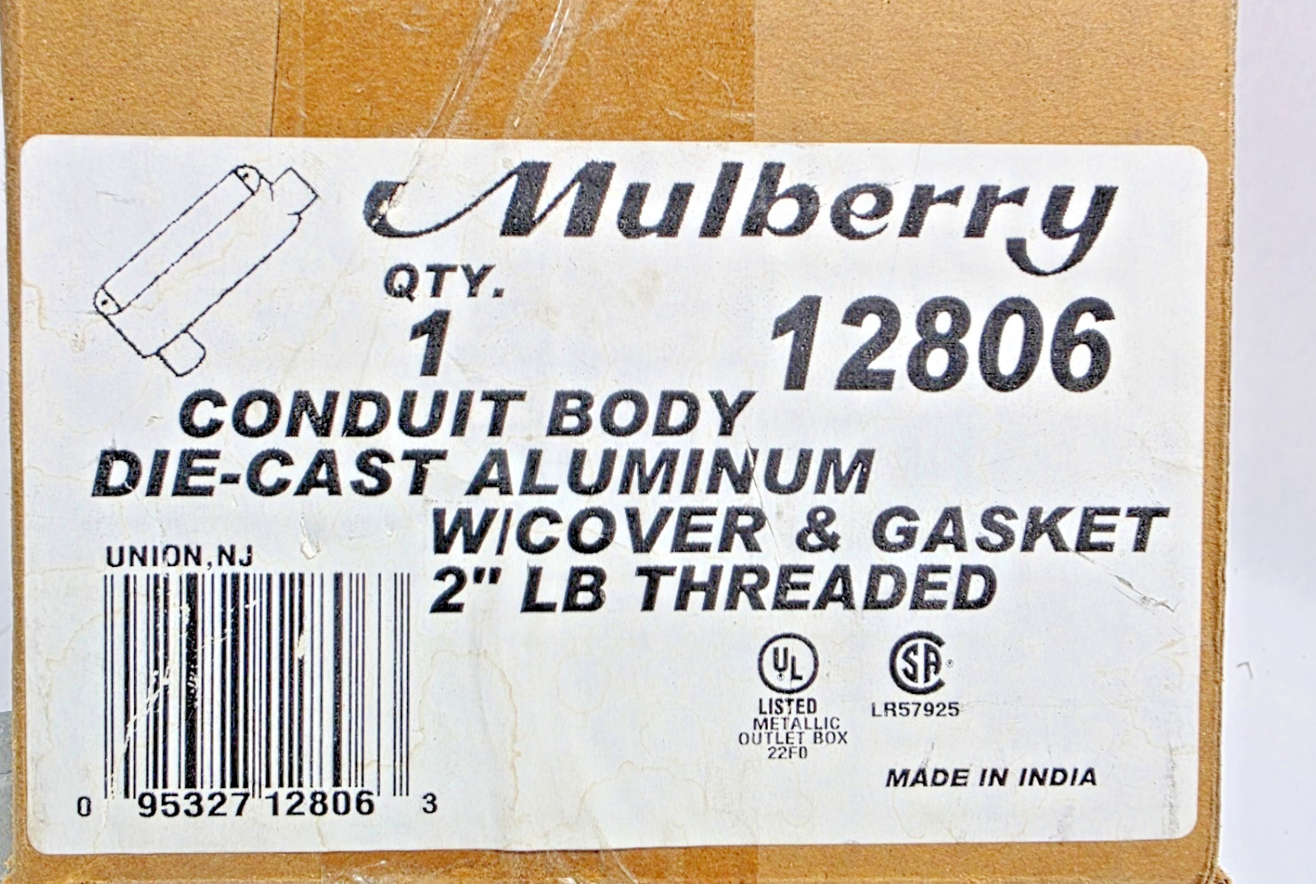 Mulberry 12806 2″ Hub Powder Coated Die-Cast Aluminum Type LB Threaded + Cover