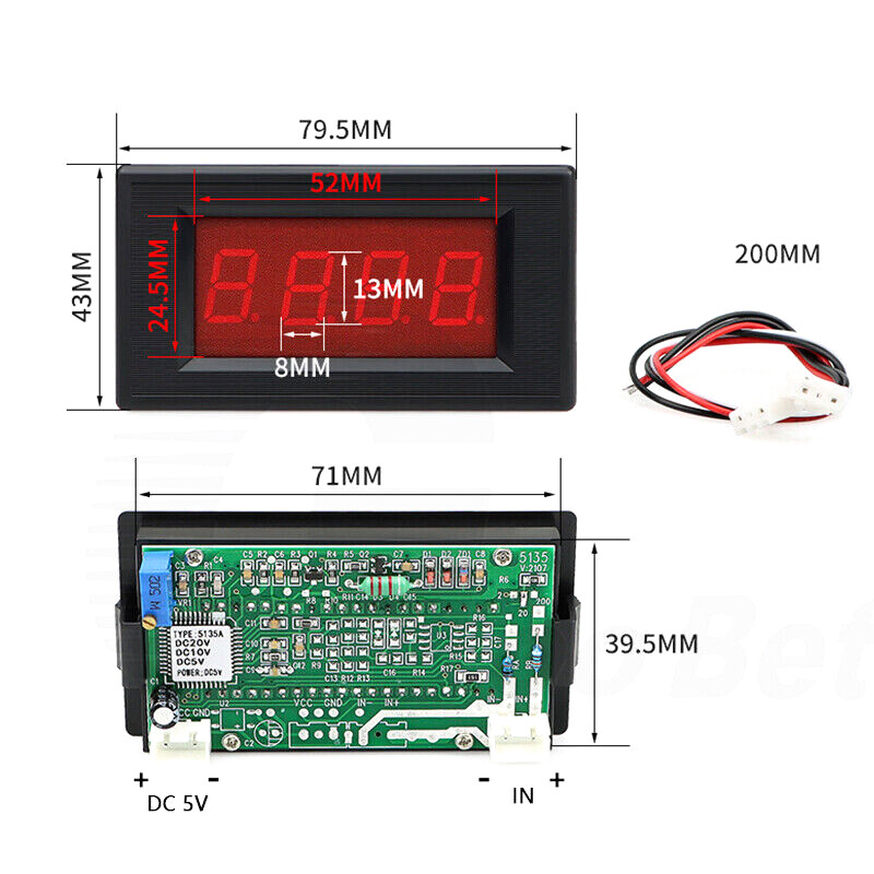 DC Digital Voltmeter Ammeter 3 1/2 Digit LED Display Panel Tester 0-1000V 1000A