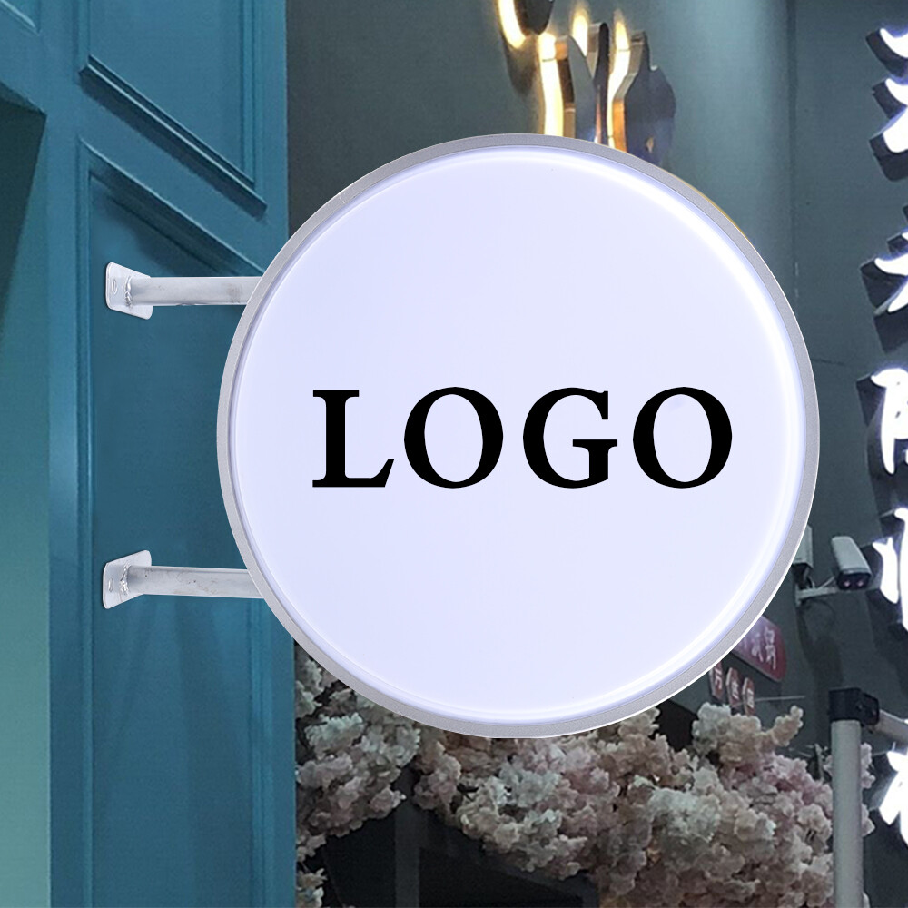 LED Light Box Round Double Sided Outdoor Advertising Illuminated Projecting Sign