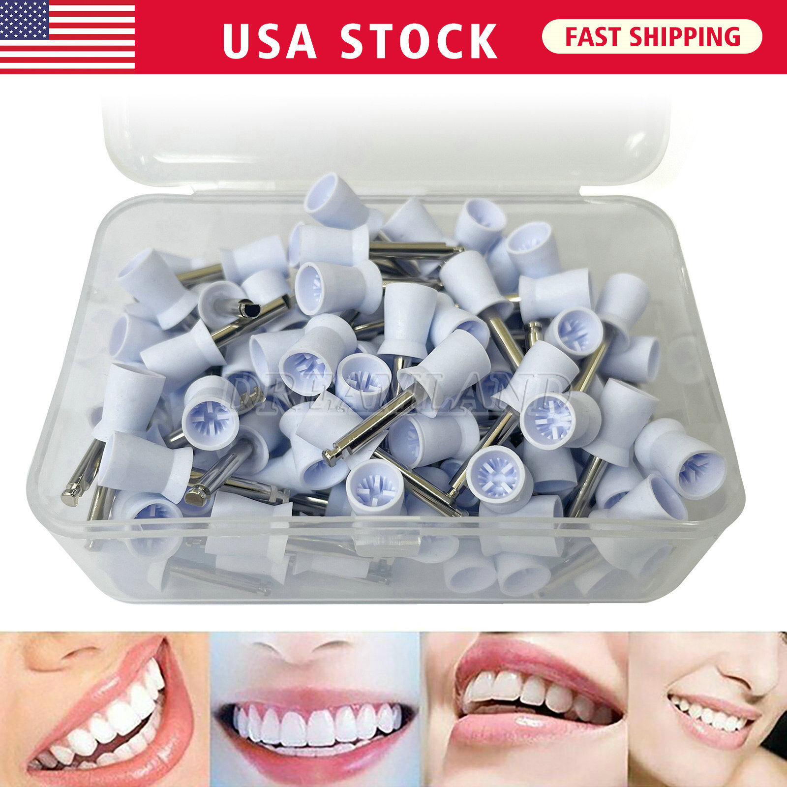 100 Pcs Dental Polishing Prophy Prophylaxis Cups Latch Type Rubber Polisher