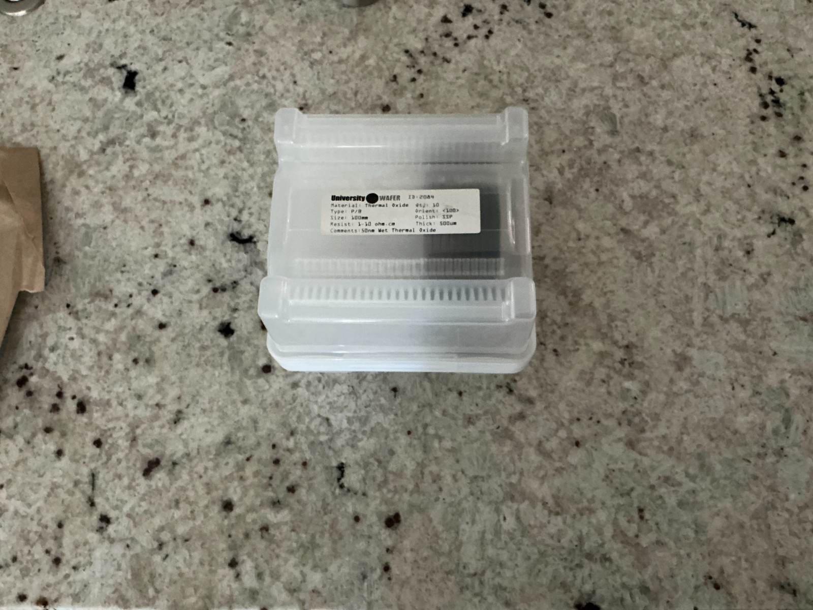 Silicon wafers 10 cm, 1-10 ohm-cm, p-type with 50 nm thermal oxide