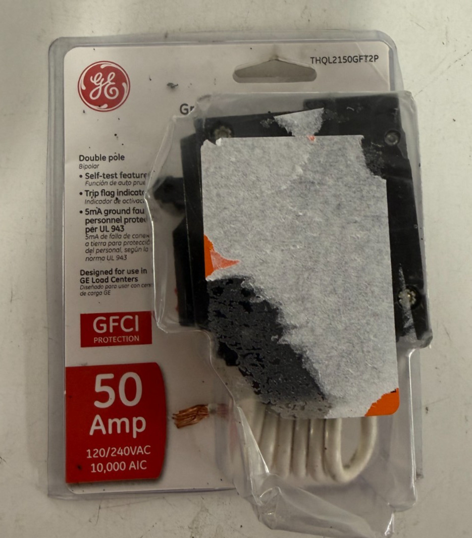 GE Ground Fault Circuit Breaker Interrupter 50A GFCI Double Pole-THQL2150GFT2P