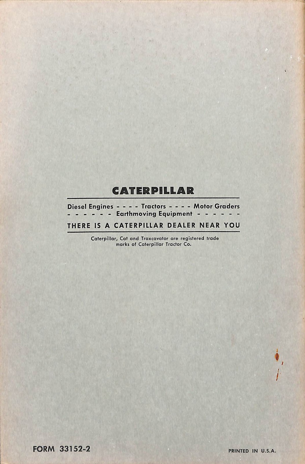 Caterpillar No. 176 Hydraulic Control Operation Maintenance Manual Form 33152-2