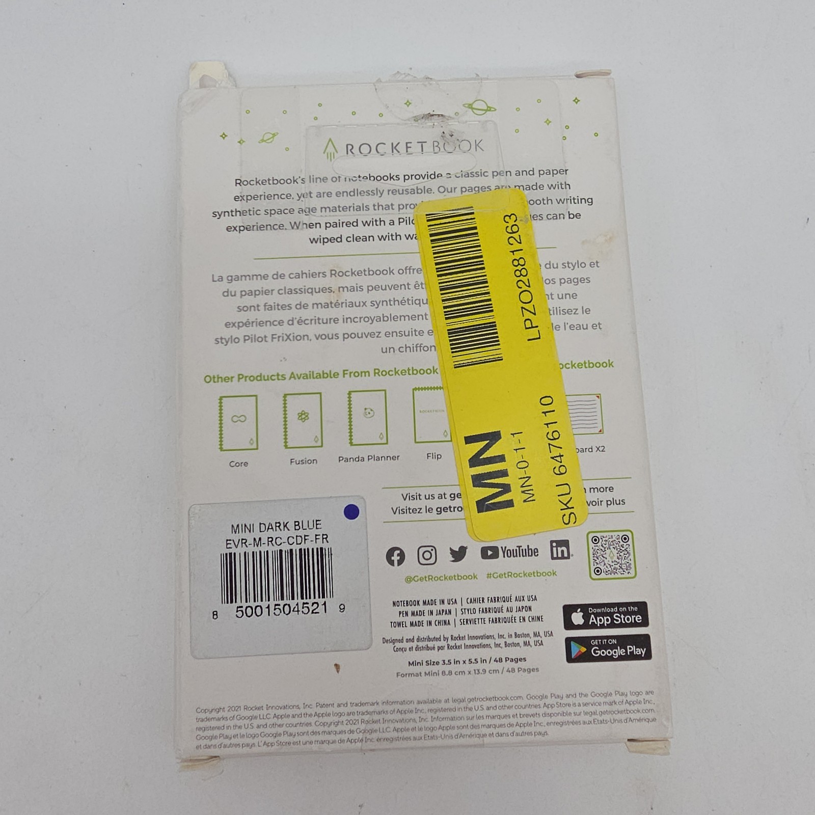 Rocketbook Mini Dark Blue 3.5″ x 5.5″ Reusable Smart Notebook