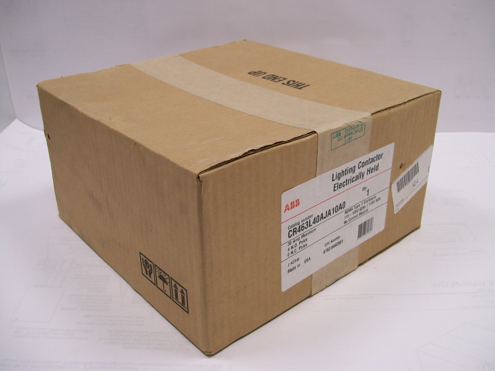UNOPENED ABB ( GE ) #CR463L40AJA10A0 Electrically Held Lighting Contactor 30A 4P