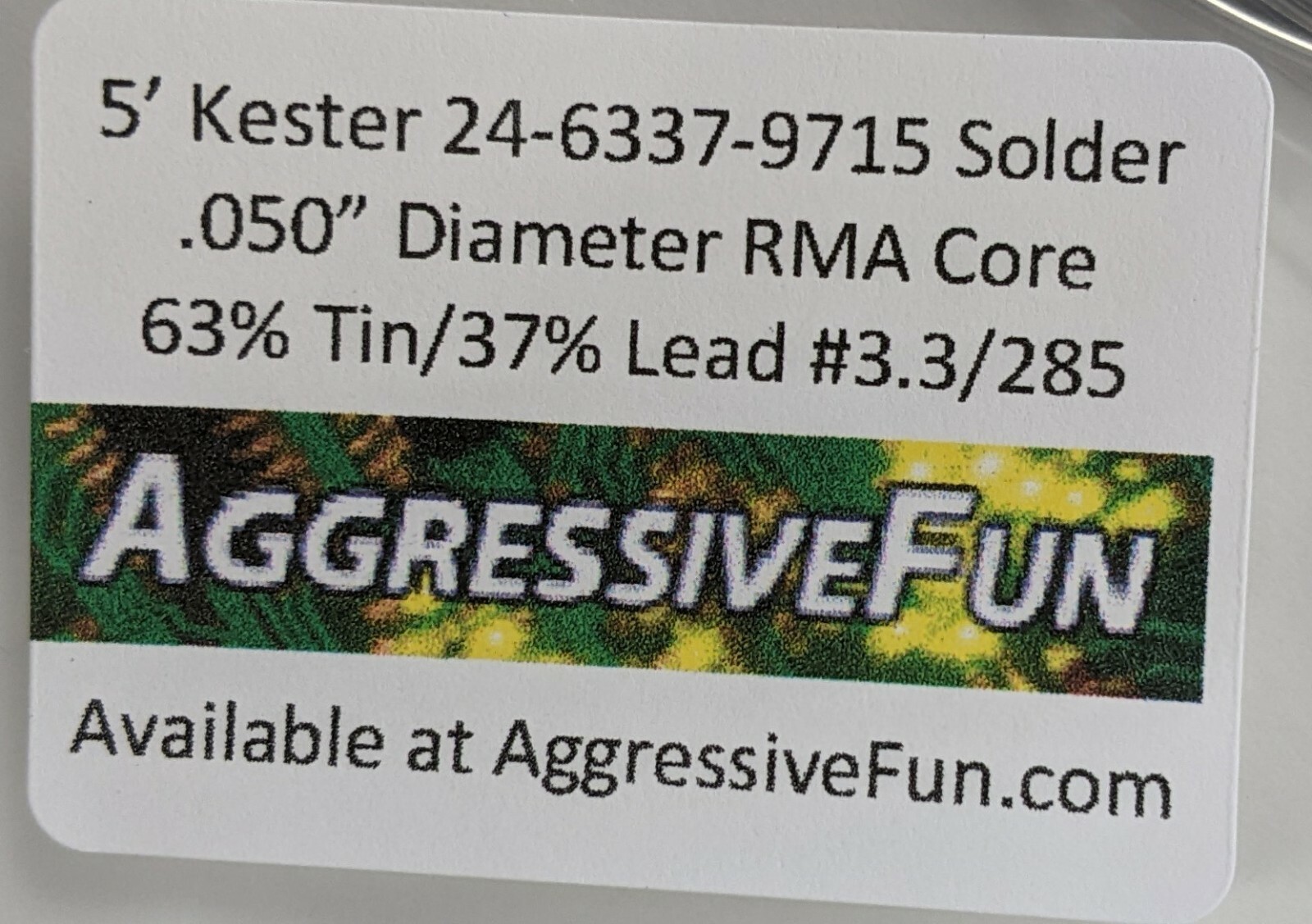 Kester Solder .050″ 1.3mm 63/37 RMA 3.3% 66/285 Core Eutectic 24-6337-9715 15ft