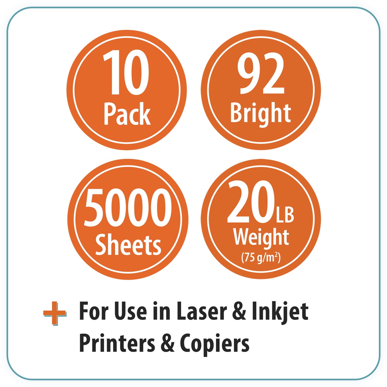 Pen+Gear Copy Paper, 8.5″ x 11″, 92 Bright White, 20 lb., 10 Ream Case (5,000 Sh
