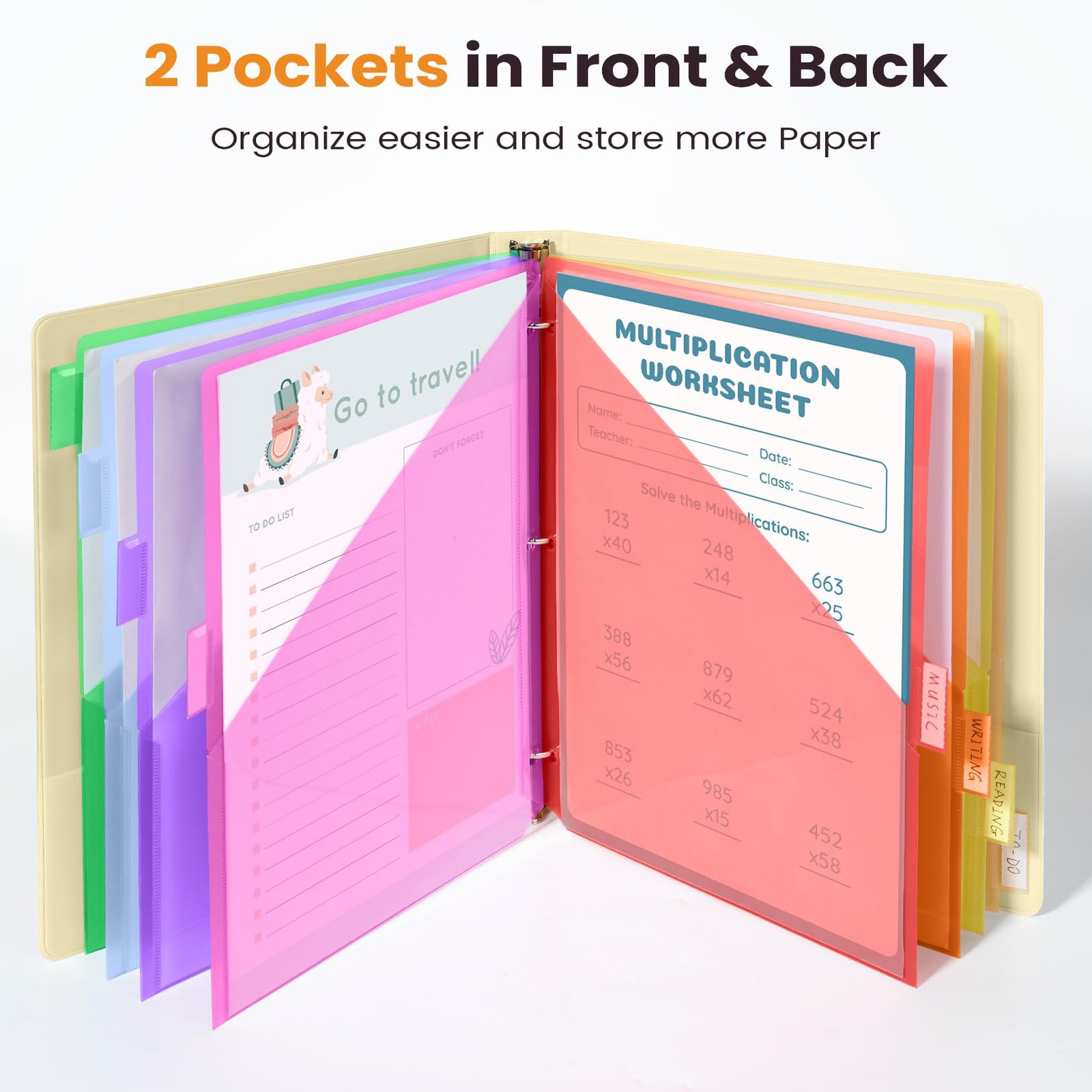 8 Count Dividers with Pockets, 8 Tabs Binder Dividers for 3 Ring Binders, Bin…
