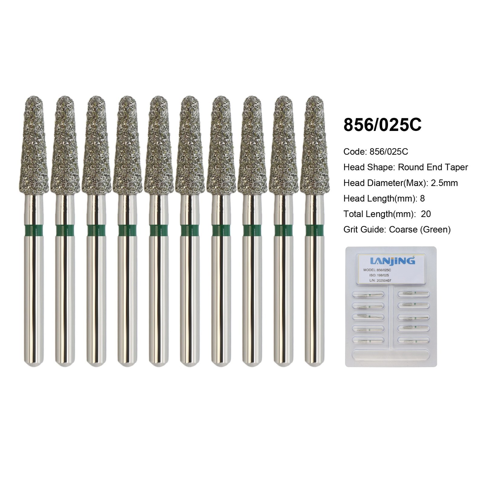 Dental Diamond Burs FG Round End Taper 856 850 Football 368/023 379 High Speed