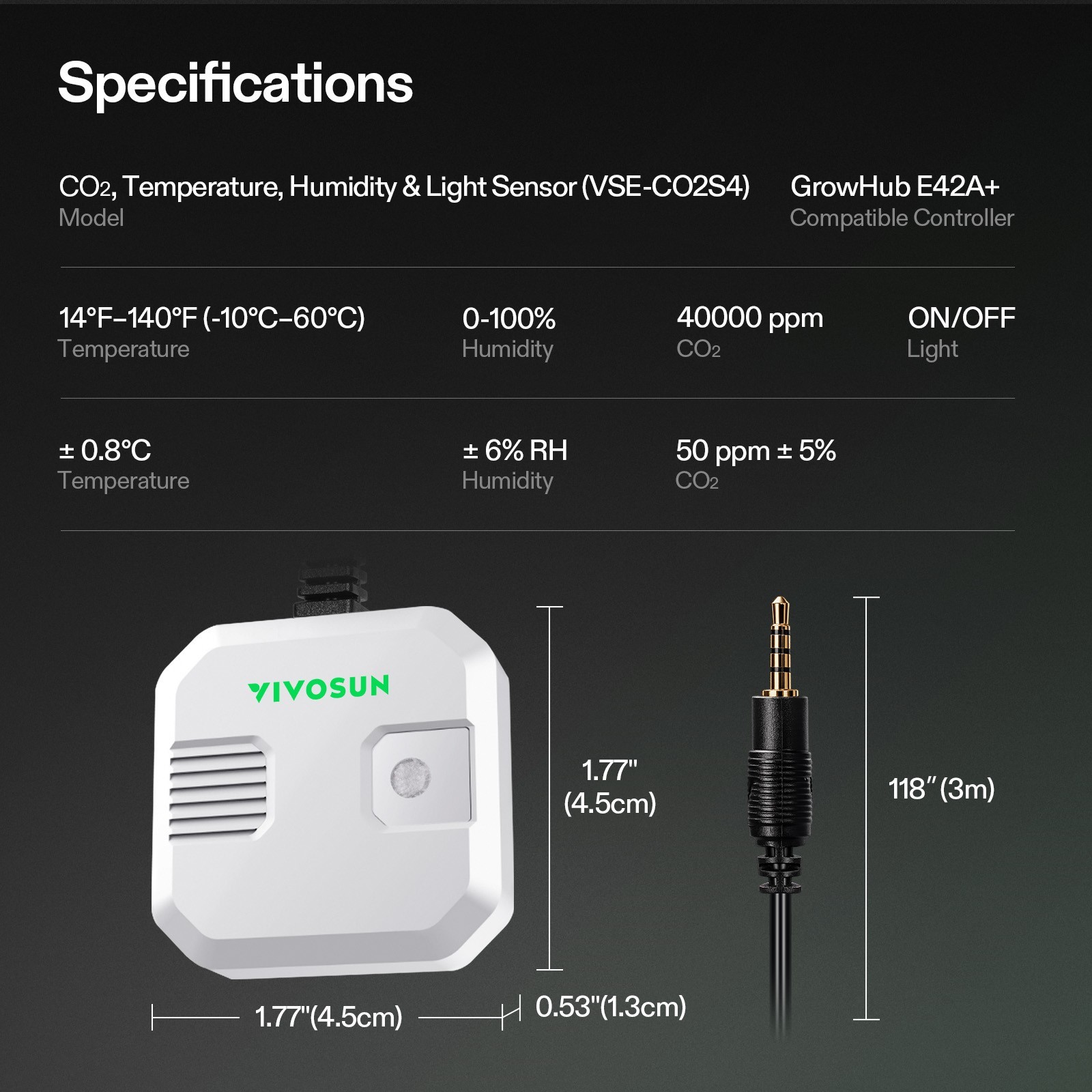 VIVOSUN 4-in-1 Sensor Temperature/Humidity/CO2/Light Monitor for Indoor Room