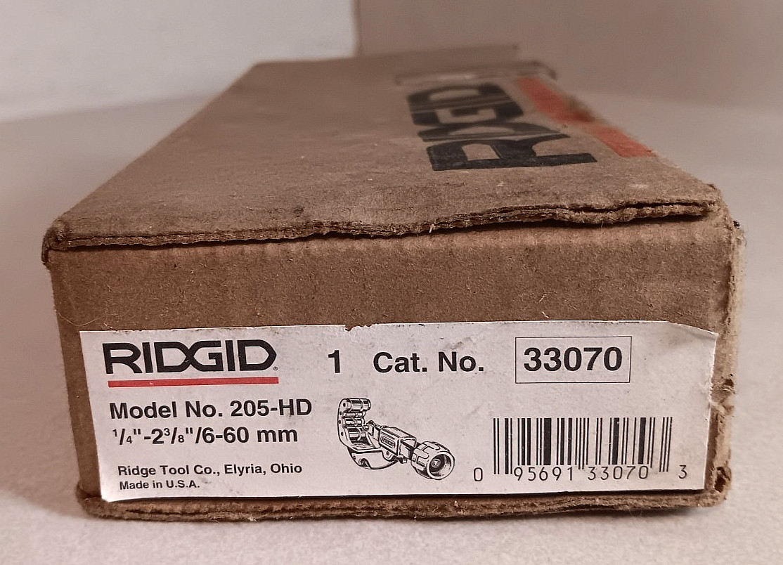 RIDGID NO. 205 SCREW FEED PIPE CUTTER 1/4 TO 2 3/8 IN OD USA
