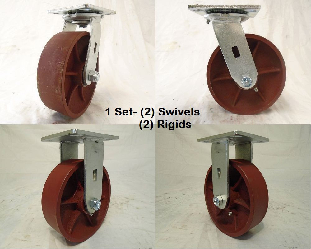 6″ x 2″ Swivel Caster Ductile Steel Wheel (2) & Rigid (2) 1400lbs Each Tool Box