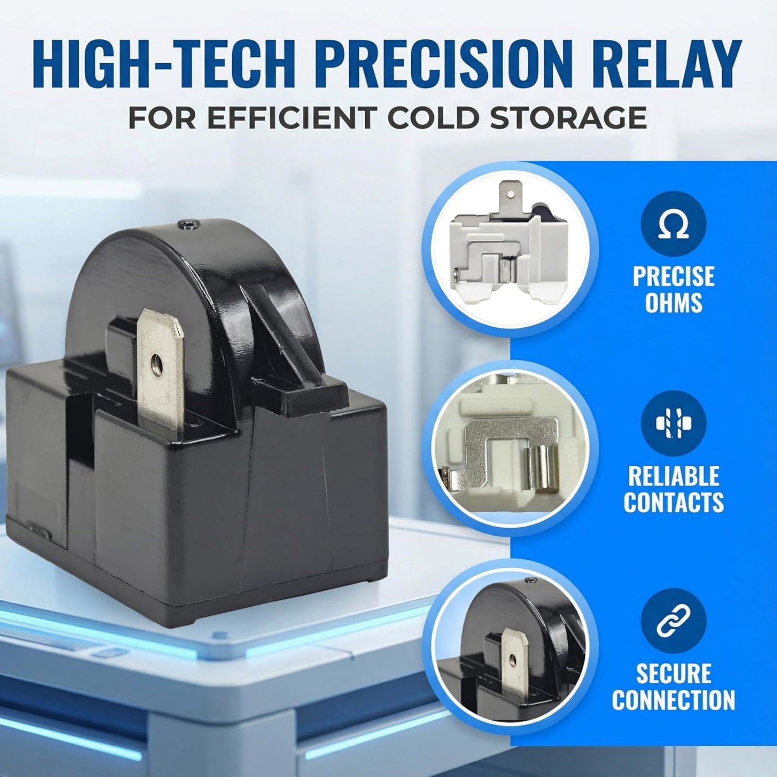 Starter Relay And Overload Protector Kit 1 Pin 4.7 Ohm For Refrigerator Repair