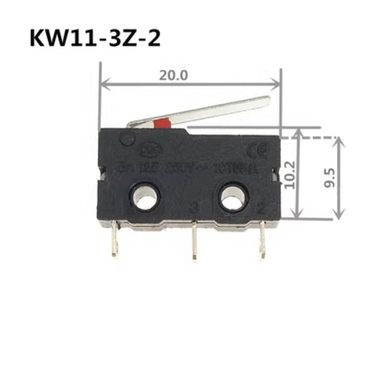 Mini Microswitch 3 Pin 1A 125V AC Limit Switch Mouse Button or Lever 3D Print