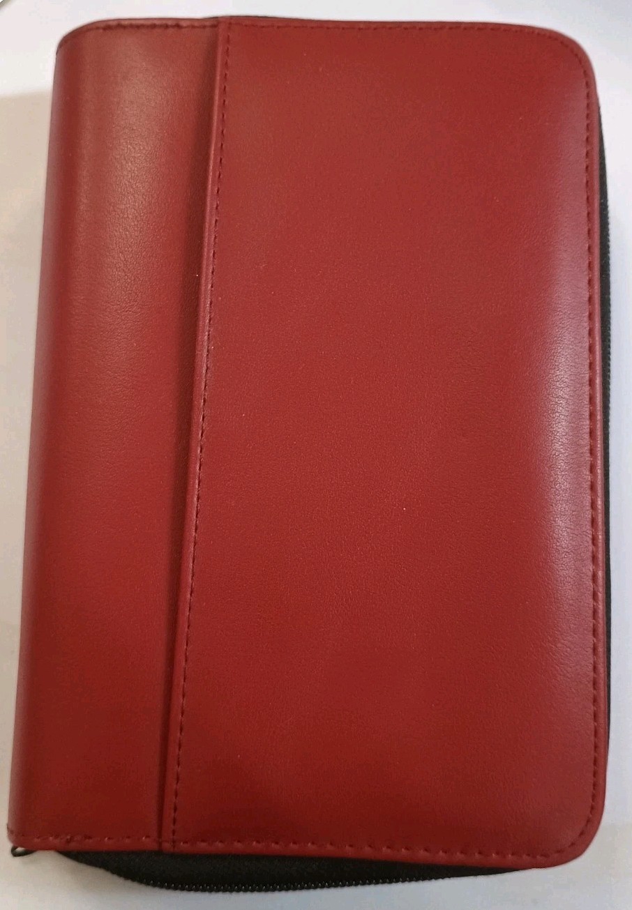 VTG Mundi Mundex Planner Organizer Notes Zipper Wallet Burgundy Leather, NWOT