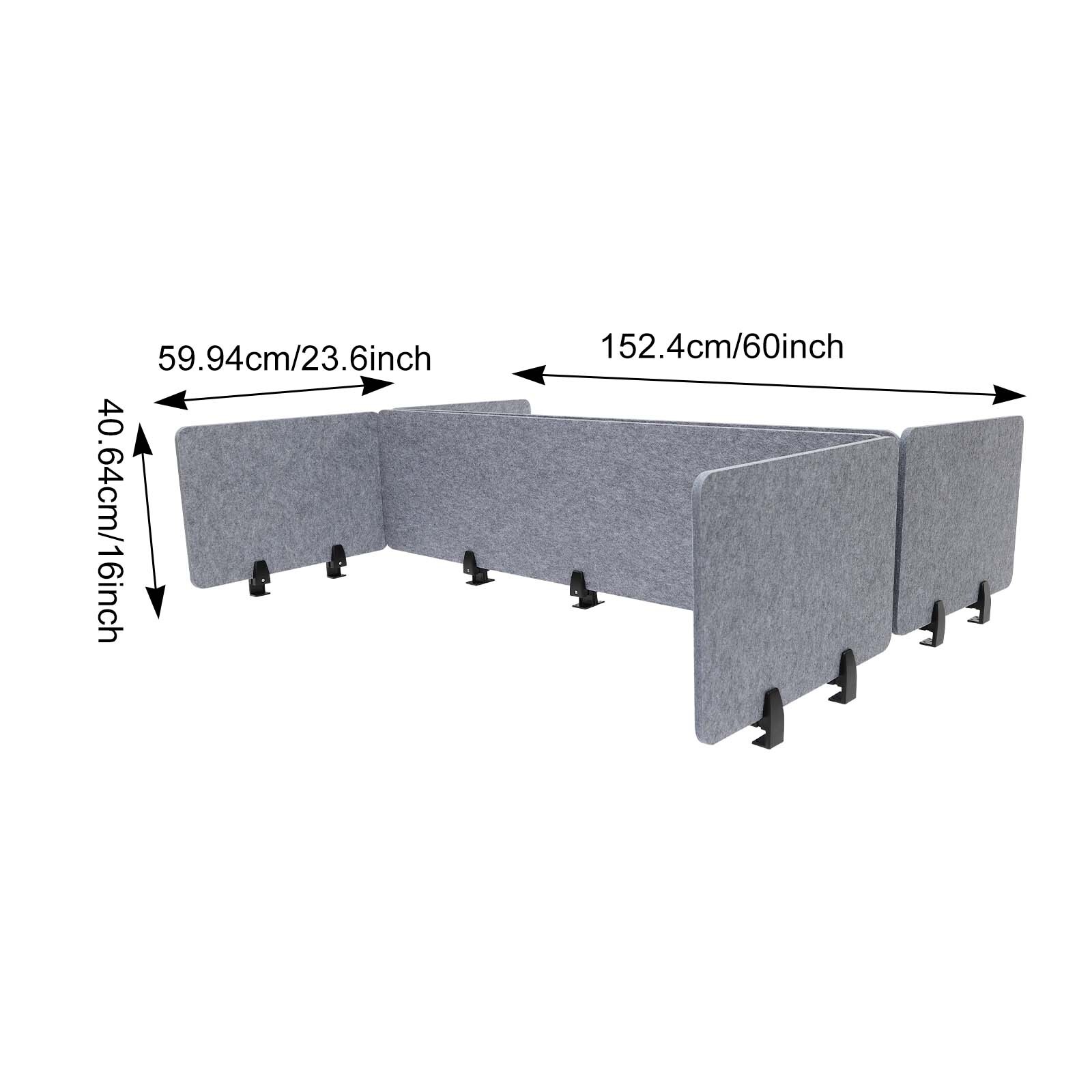 Stand Up Desk Acoustic Desk Divider Mounted Privacy Panel (Gray, 23.6″ x 16″)