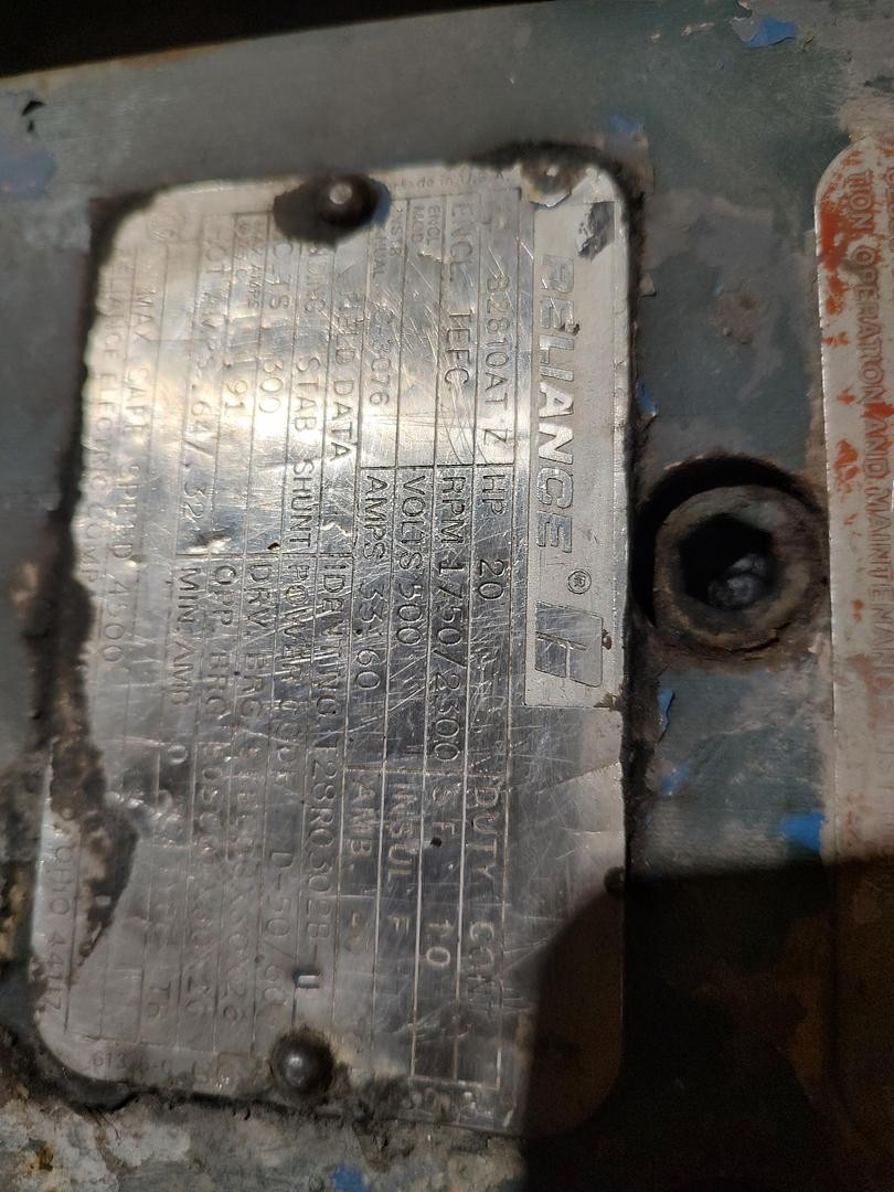 Reliance Electric DC Motor 500V-DC 1750/2300RPM 20HP B2810ATZ