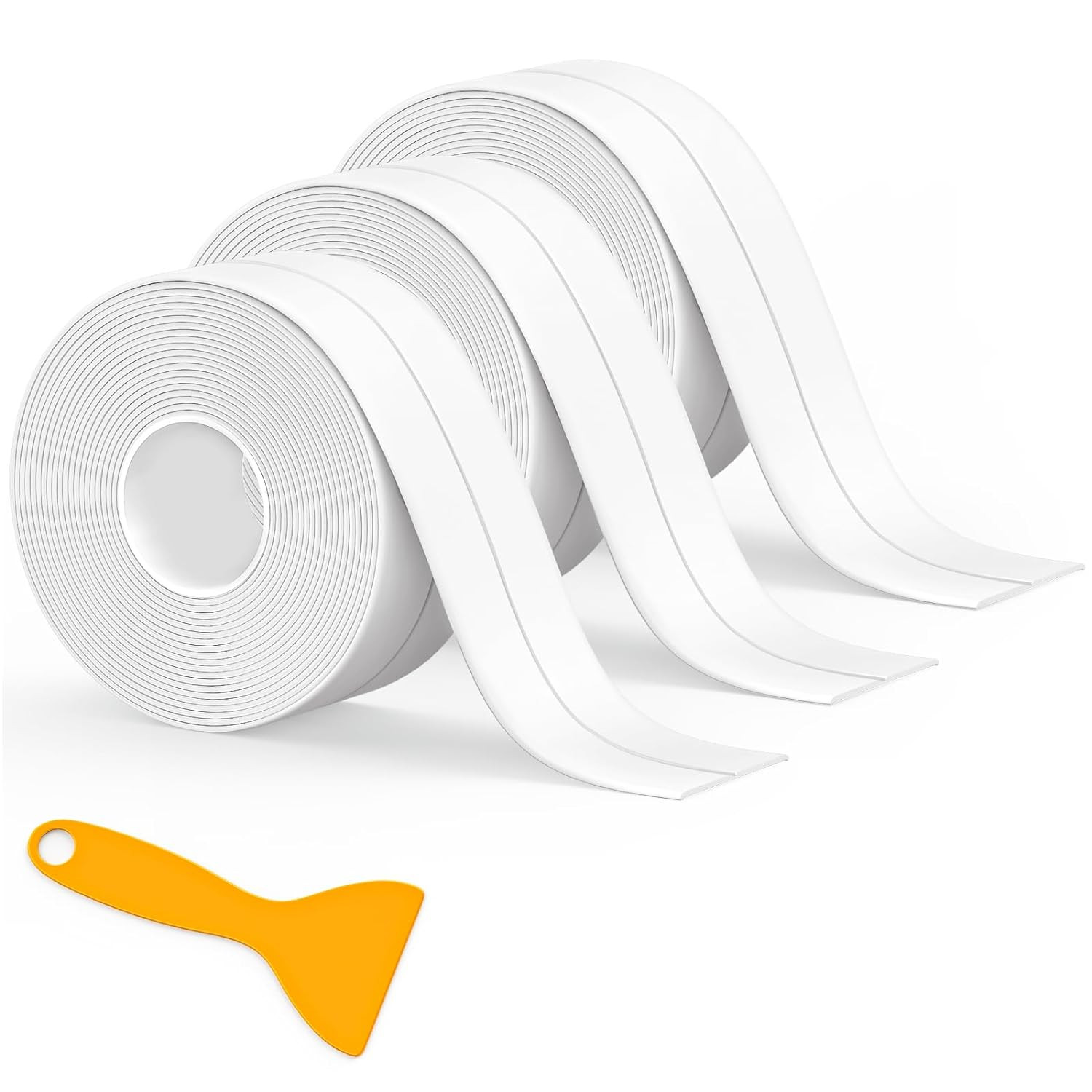 Caulk Tape Waterproof Self Adhesive, 3 Rolls Toilet Caulk Sealing Strip, Bathtub