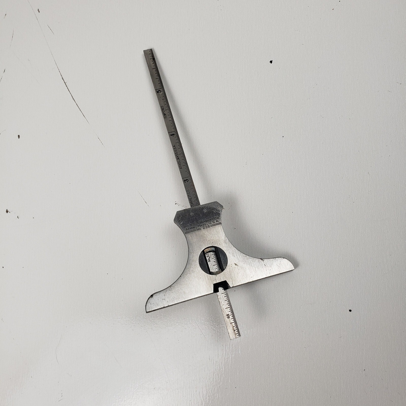 Starrett No 236 Depth and Angle Gage 6 Inch Tempered Steel Rule Machinist Tool