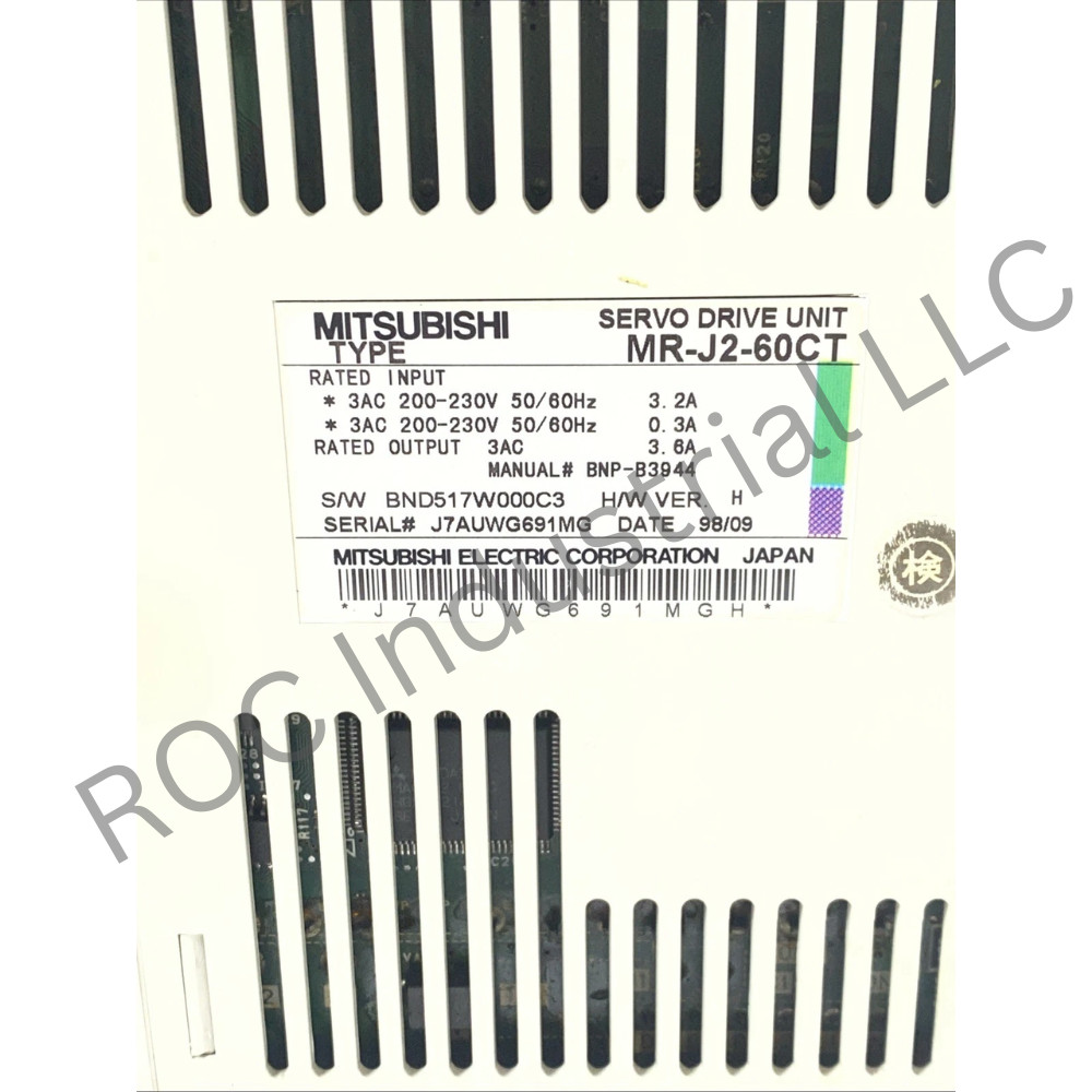 Mitsubishi MR-J2-60CT Servo Drive Unit 0.6 KW 200-230V AC 50/60Hz 0.3Amp 3-Phase