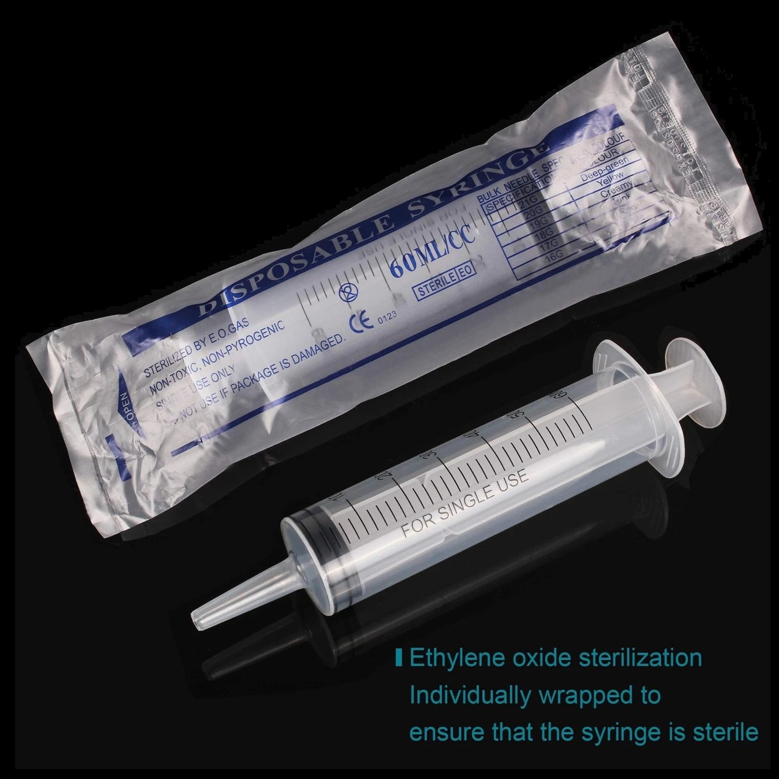 3x 60ml/2oz Plastic Syringe Sterile Plant Water Animal Feeder Individual SEALED