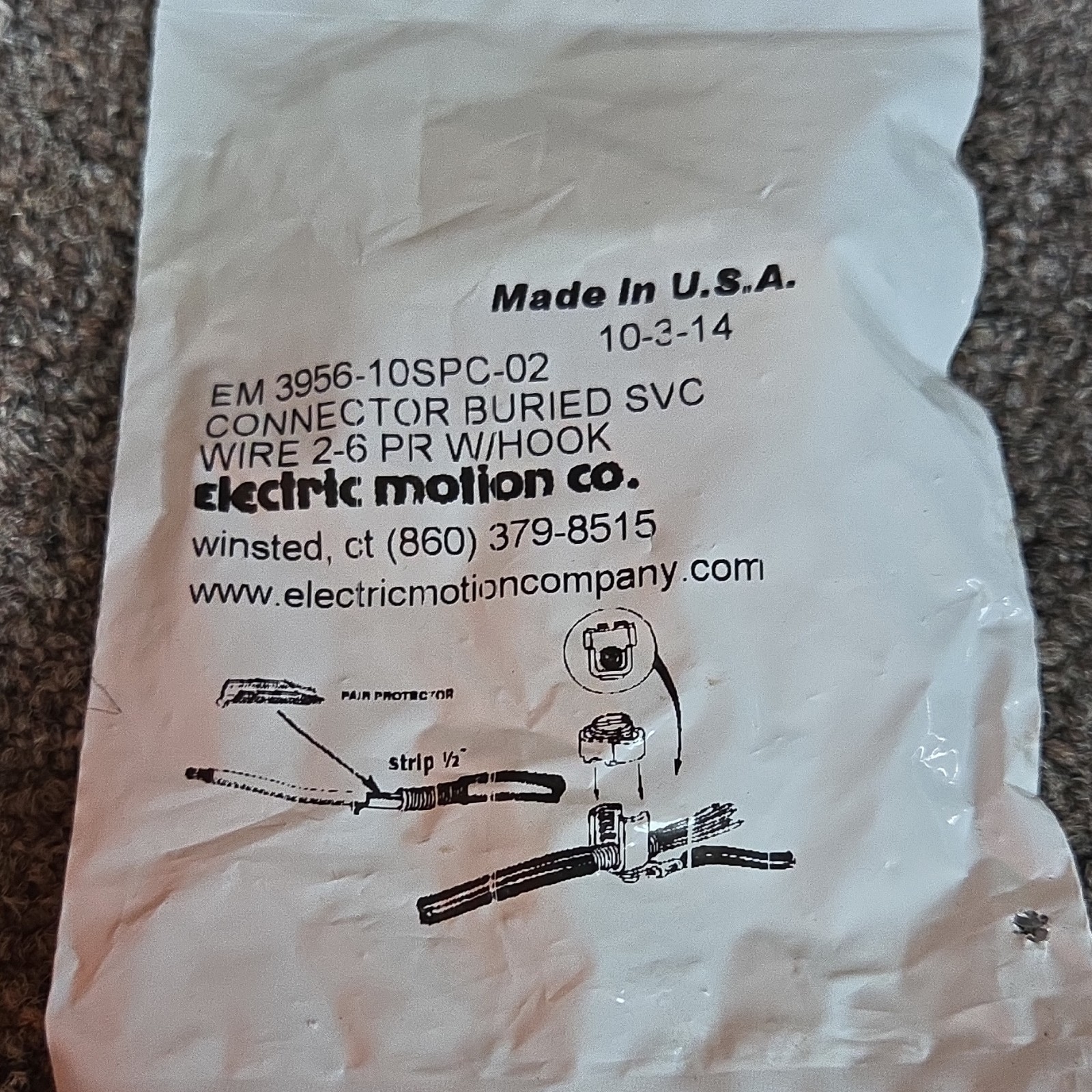 lot of 5Emc Em 3956-10spc-02 Buried Service Wire Connector With Hook