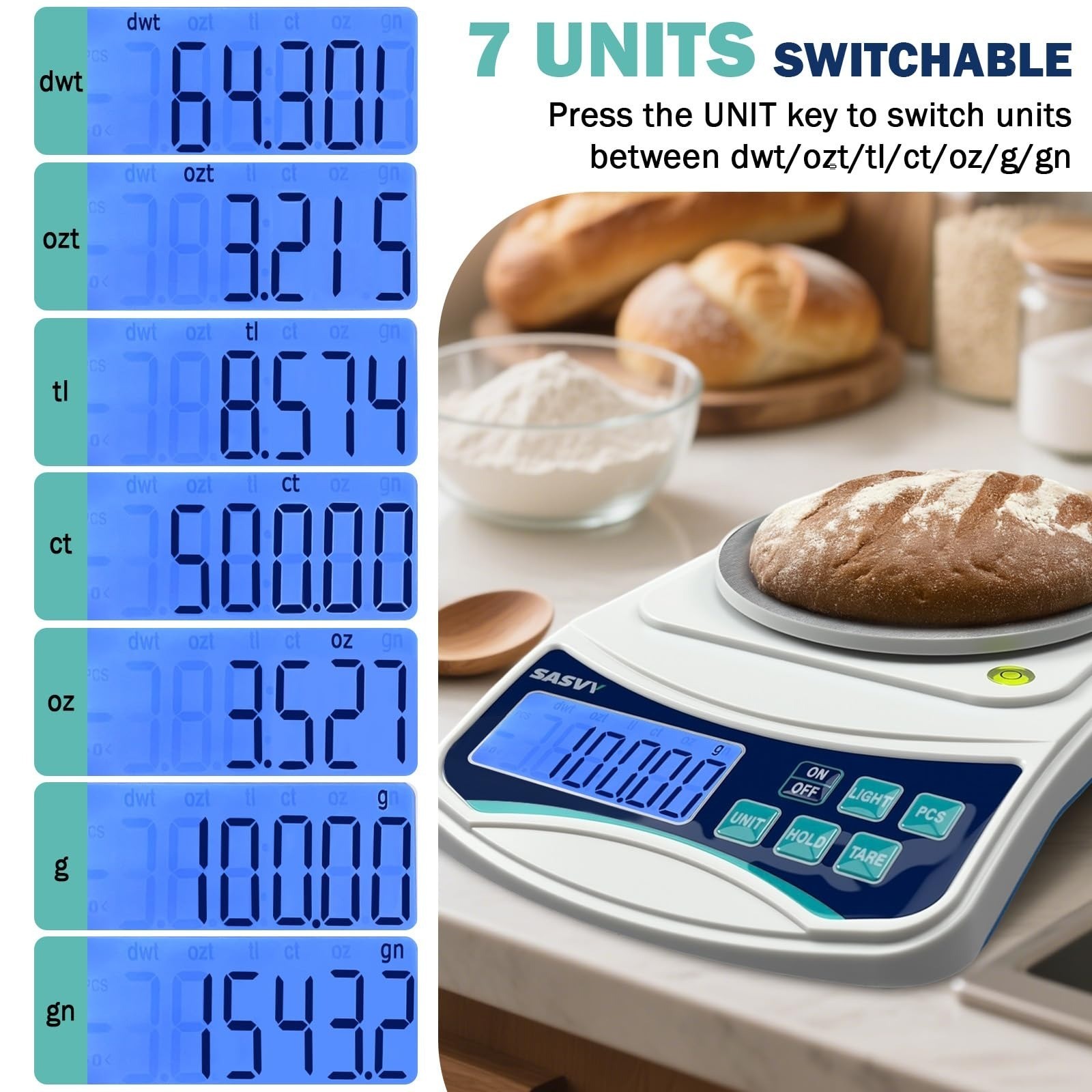 SASVY Digital Lab Scale 1000g x 0.01g Precision Balance