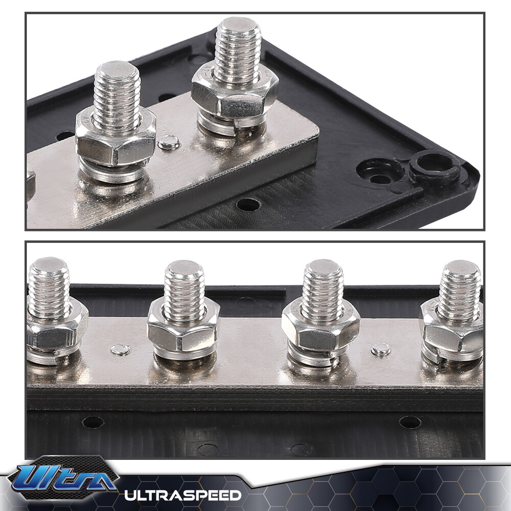 Heavy Duty 4 Way Bus Bar/Power Distribution Box Screw Terminal Studs 300A 48V DC