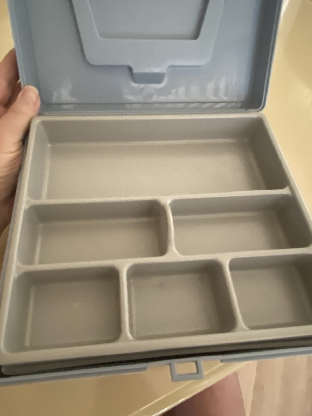 Blue Portable Plastic Cash Box Perfect for Yard Sales, Fund Raising, Church Etc