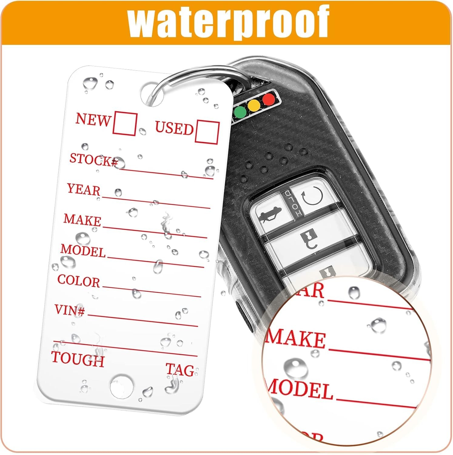 500 Pcs Poly Key Tags Plastic Dealership Car Key Tags with Labels for RV Auto Lu