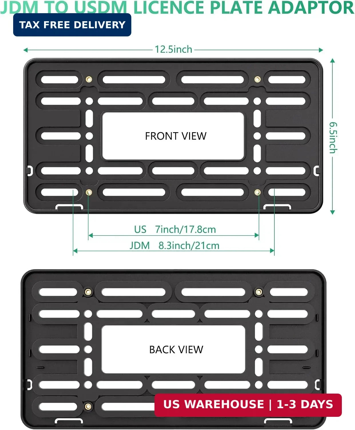 Front License Plate Mount Bracket, Car Plate Holder Universal Mounting Kit | Upg