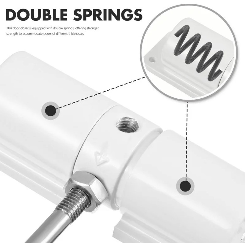 1pc 30kg Adjustable Tension Automatic Door Closer Spring Hardware Set White