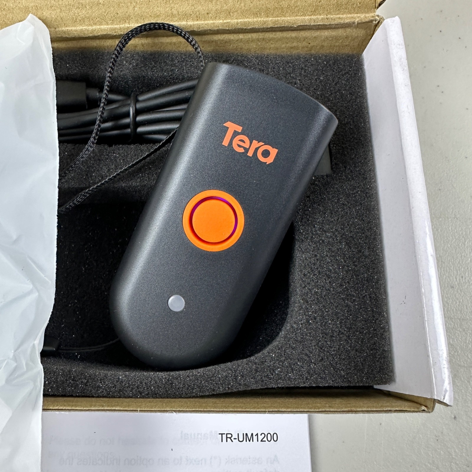 Tera Mini 1D 2D QR Wireless Barcode Scanner Waterproof Shockproof Pocket Orange