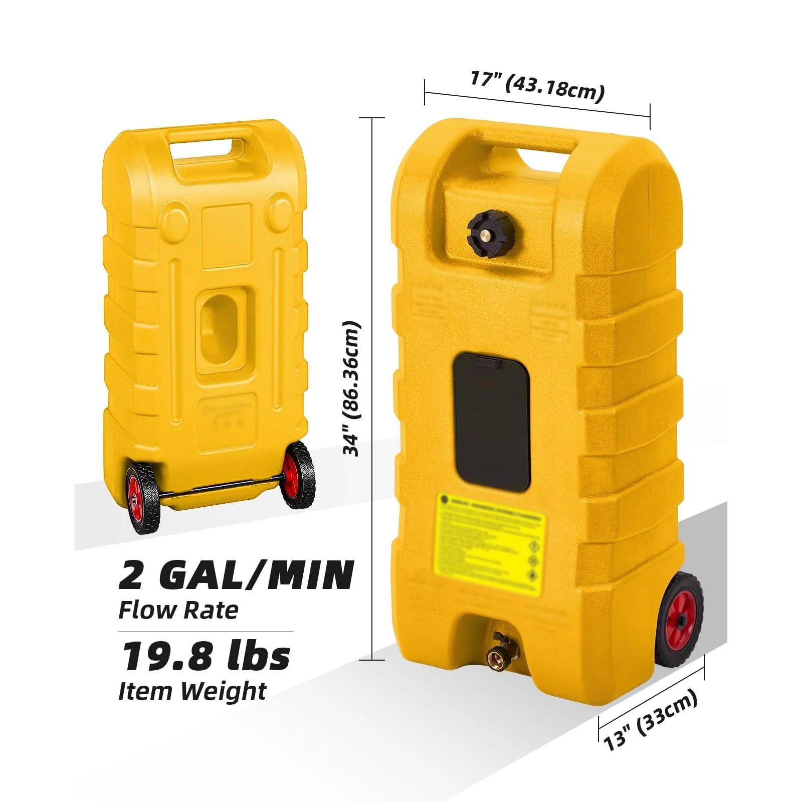 Garvee|16Gallon Gas Caddy|Portable Fuel Tank|Manual Pump|10Ft Hose|For ATV Boats